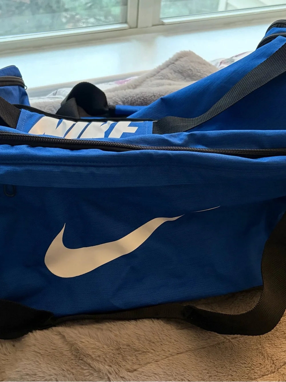 Nike Royal Blue Duffel with White Swoosh